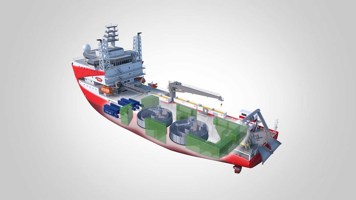 open image of cable lay vessel with methanol
