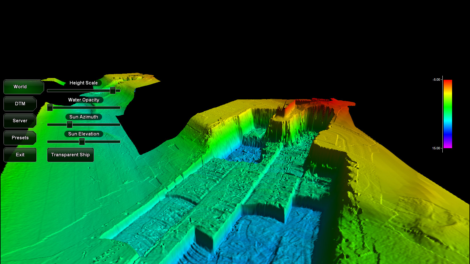 View of a hydrographic image of the seafloor