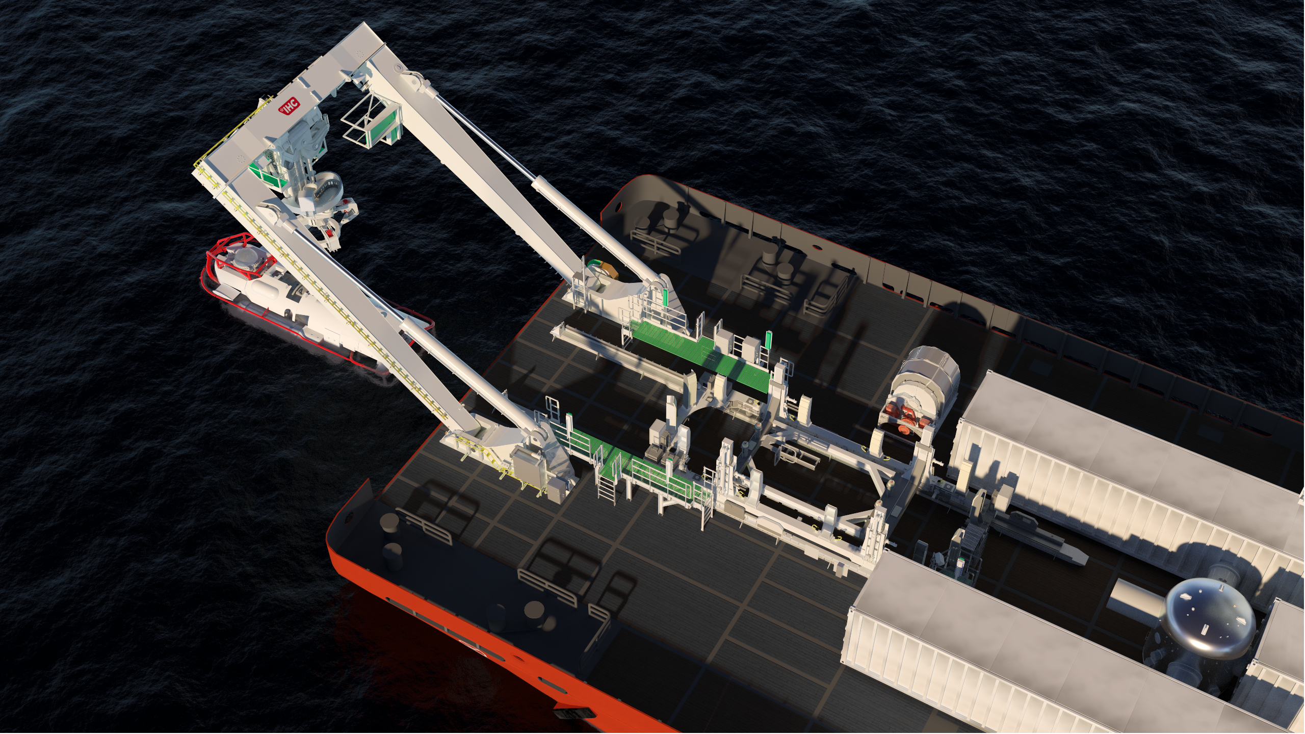 artist impression of vessel with LARS for submarine rescue vehicle
