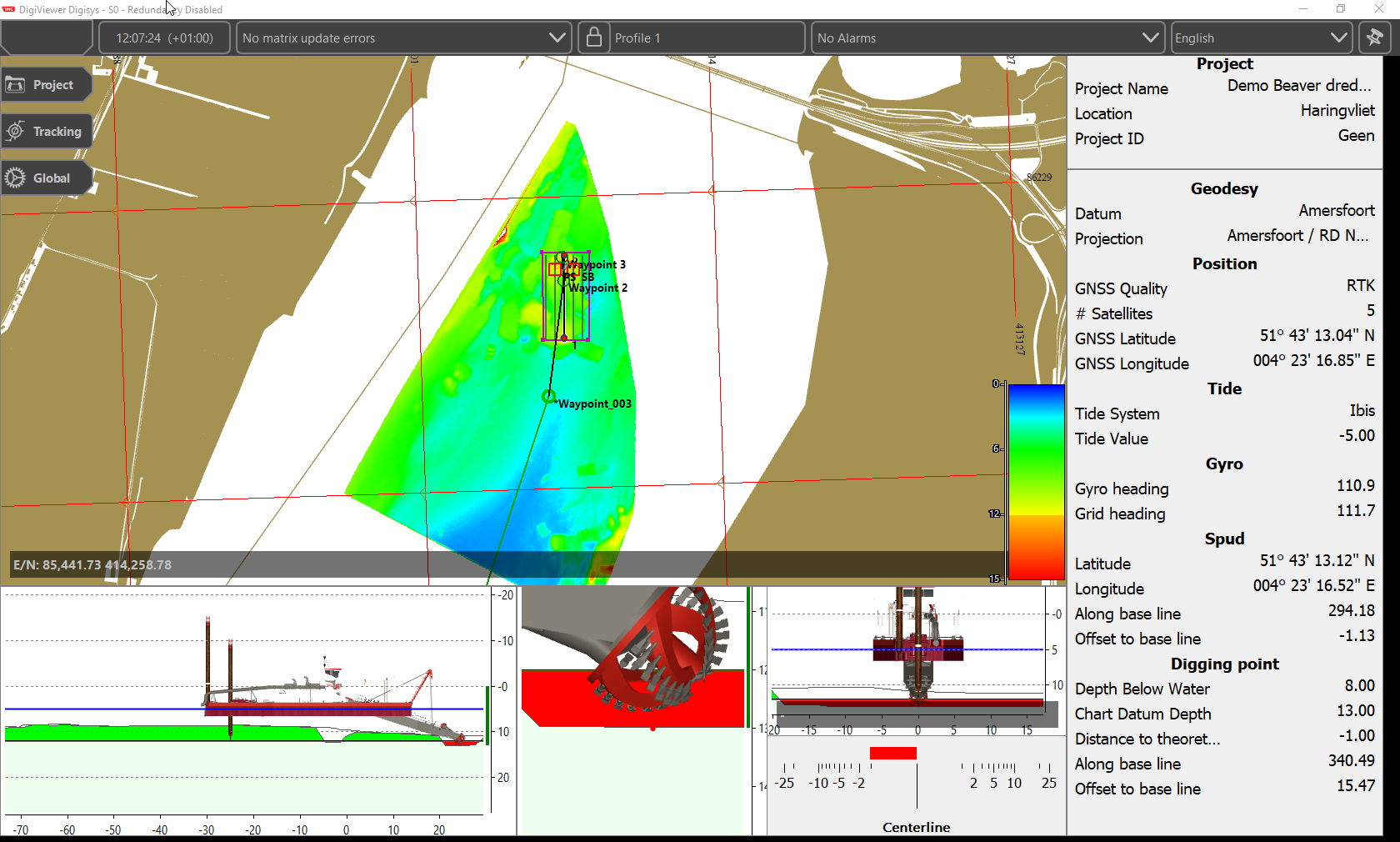 Dredge track presentation system express