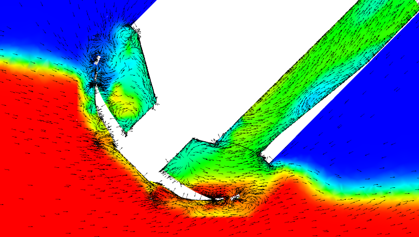 Side view mixture density and flow speed inside cutter head