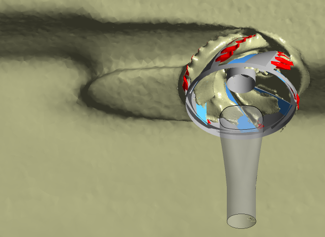 Top view cutter head operating in fine soil