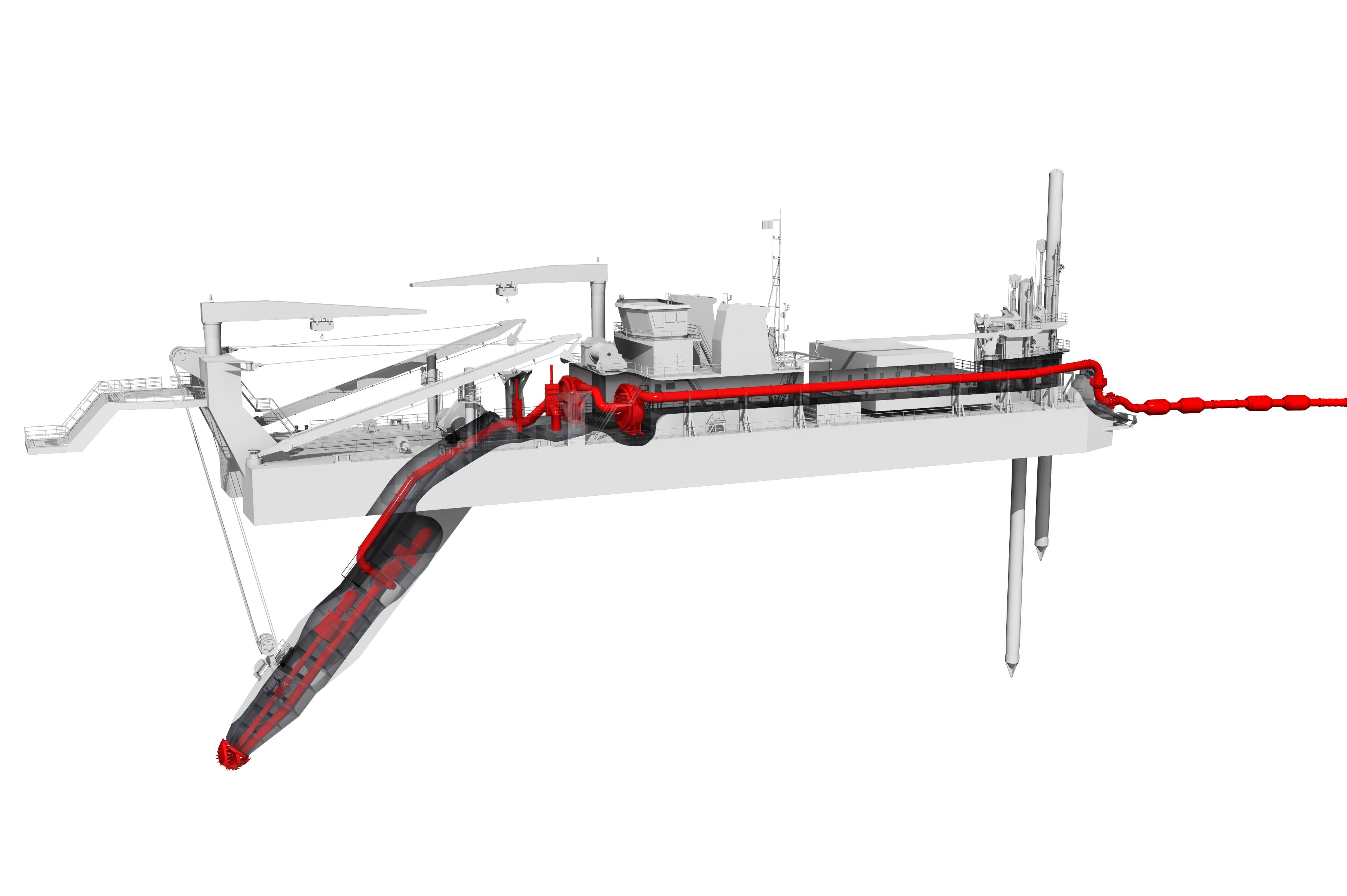 Visual of cutter dredger equipment