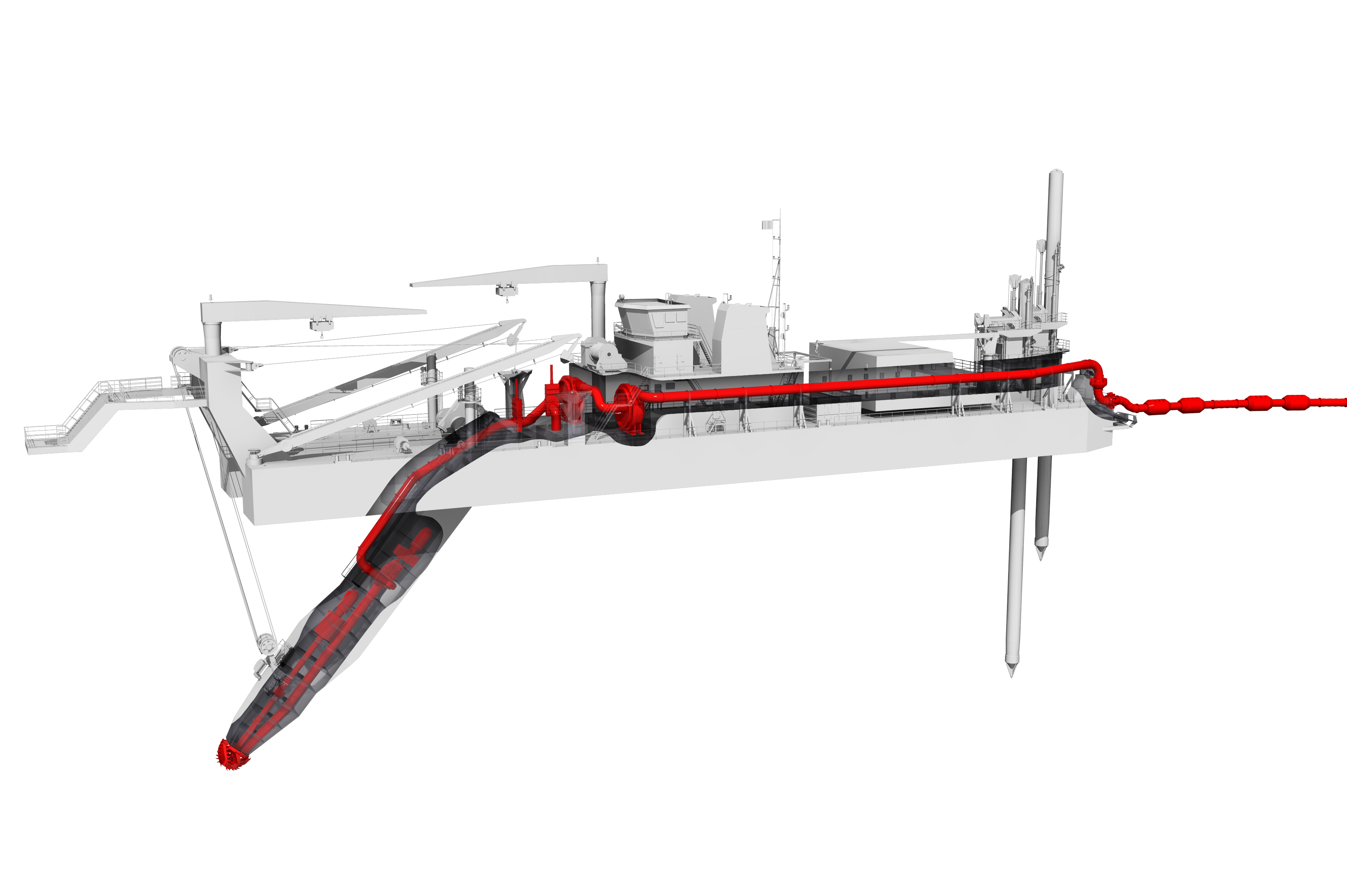 Visual of cutter dredger equipment