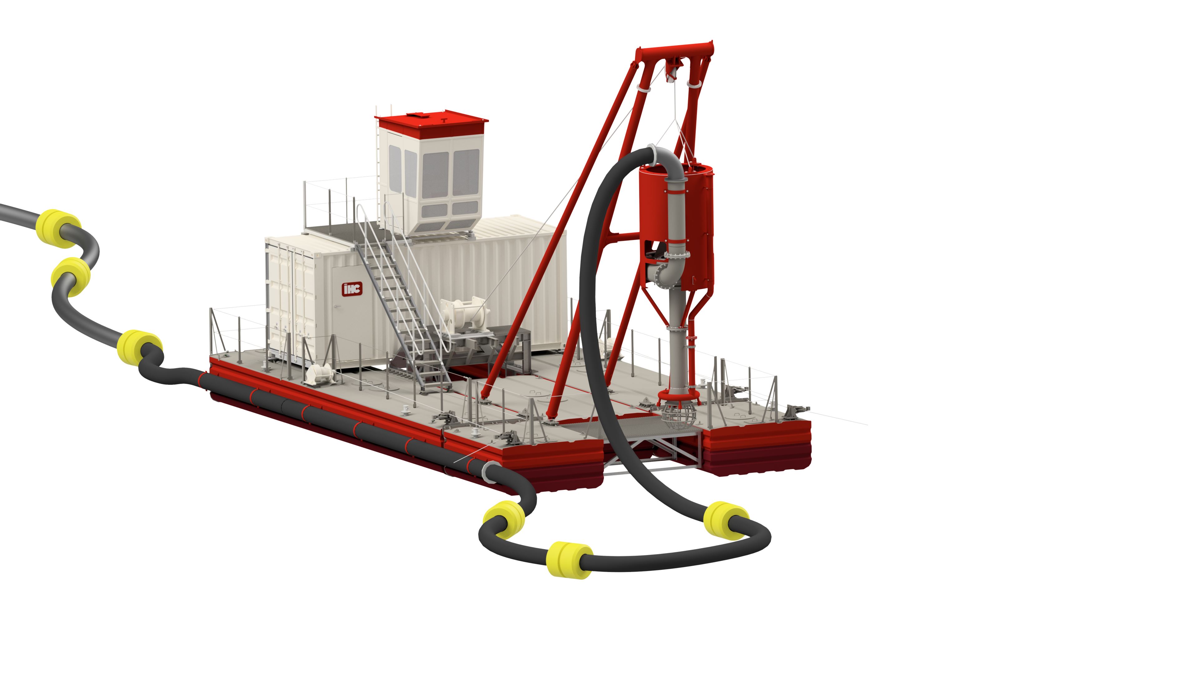 Vertical deployment type IHC OTTer with vertical deployment of the TT-pump