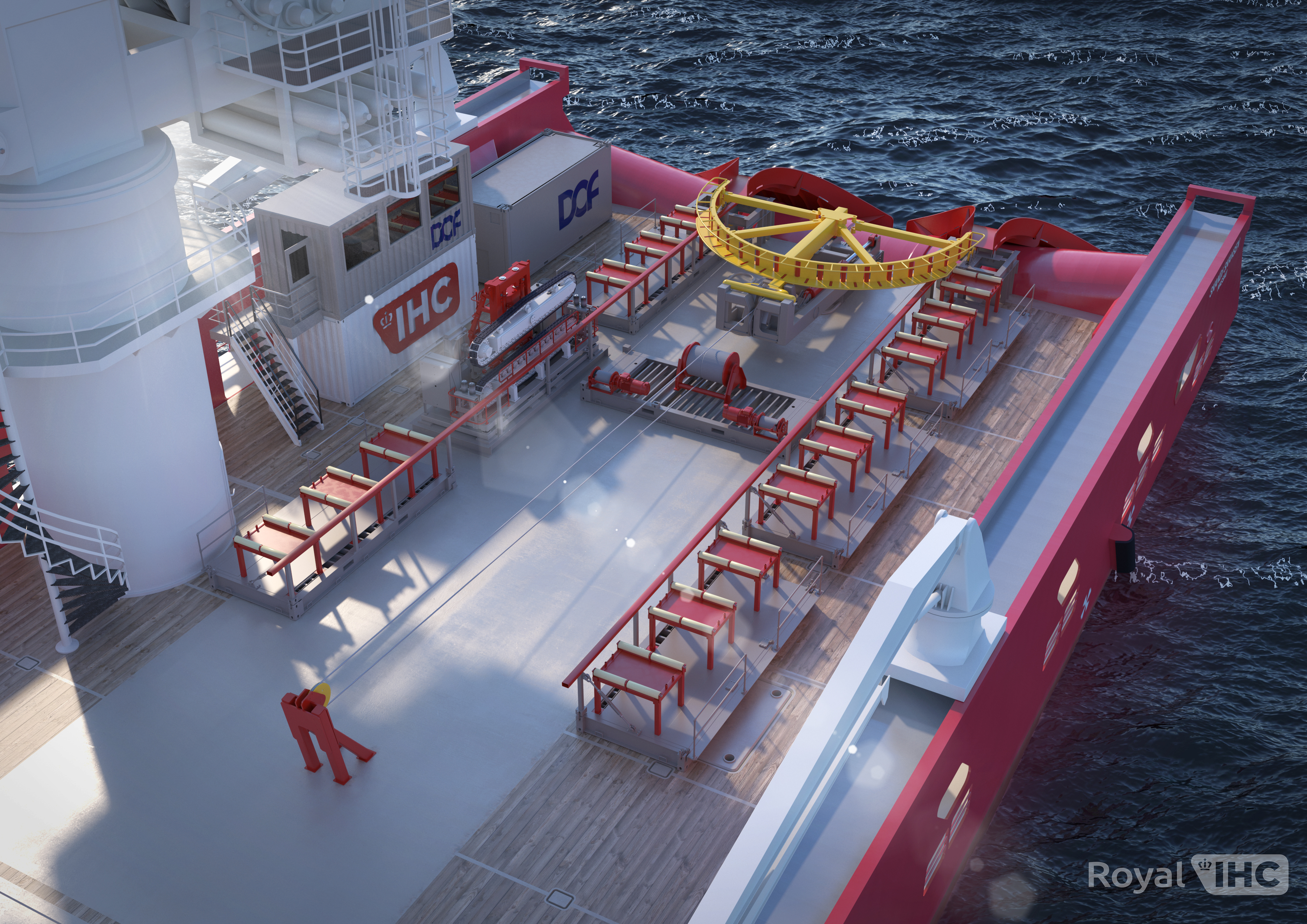 DOF cable lay system work deck
