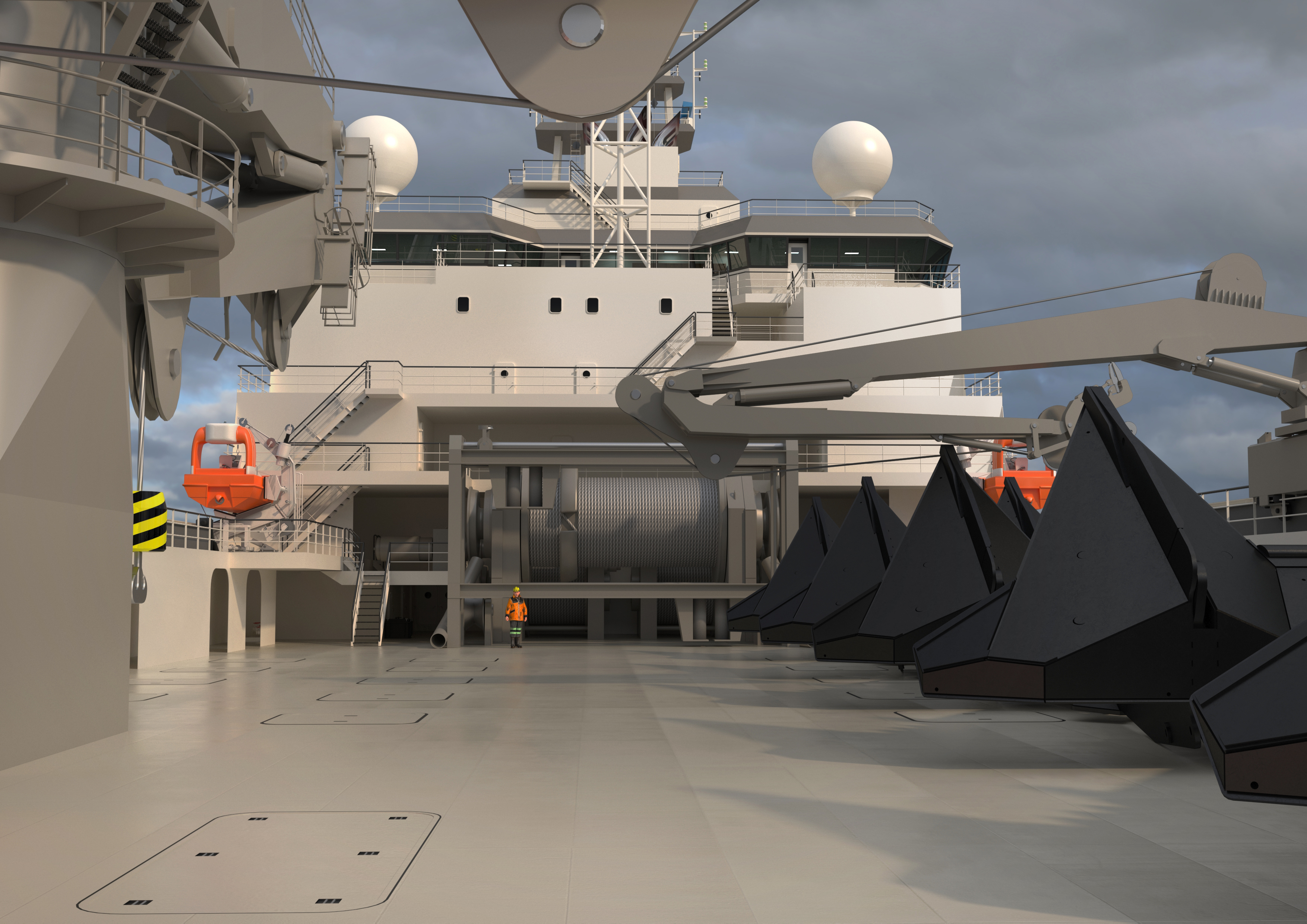 Main deck of the anchor handling tug vessel T 400