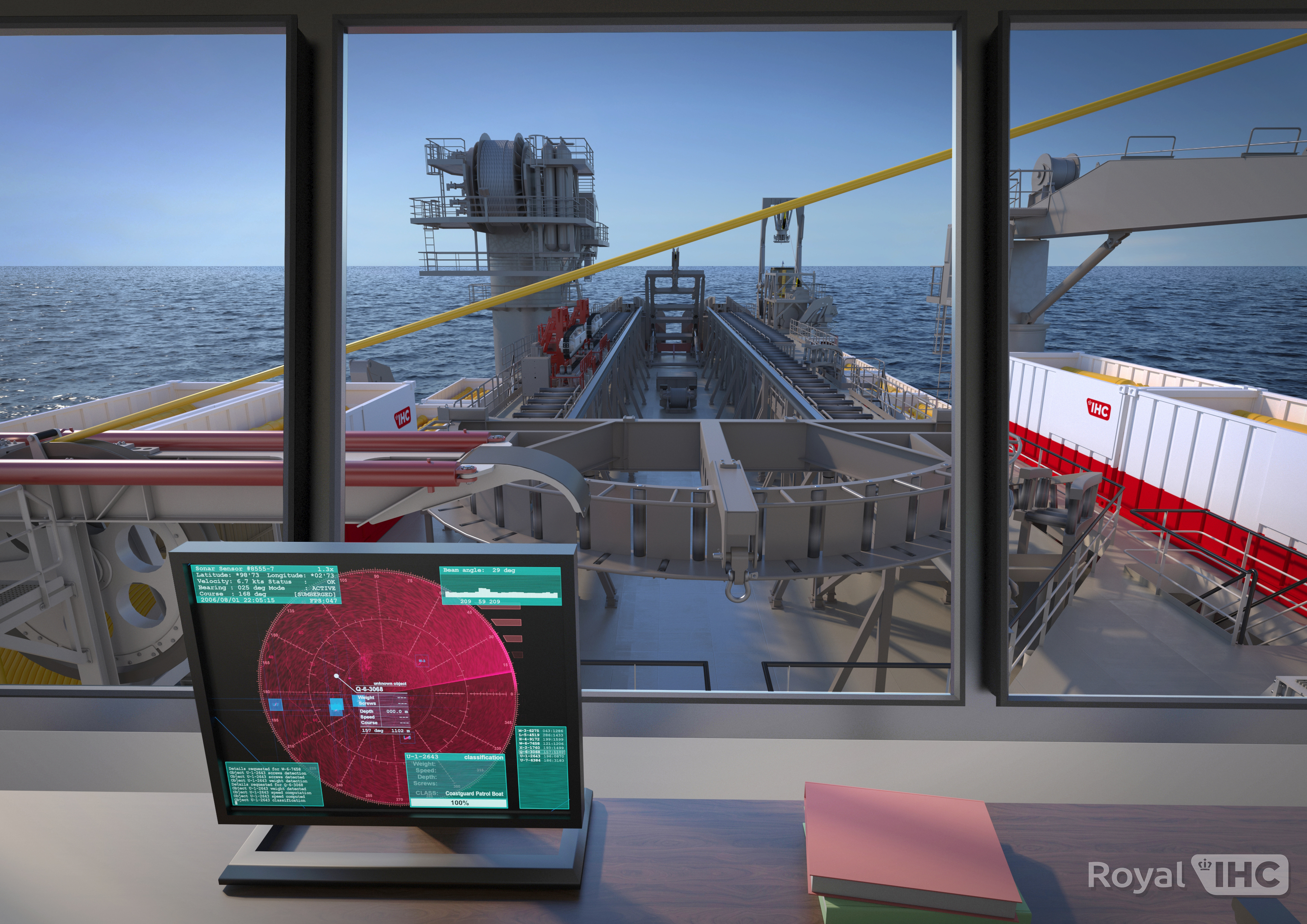 artist impression of view from control room cable lay equipment