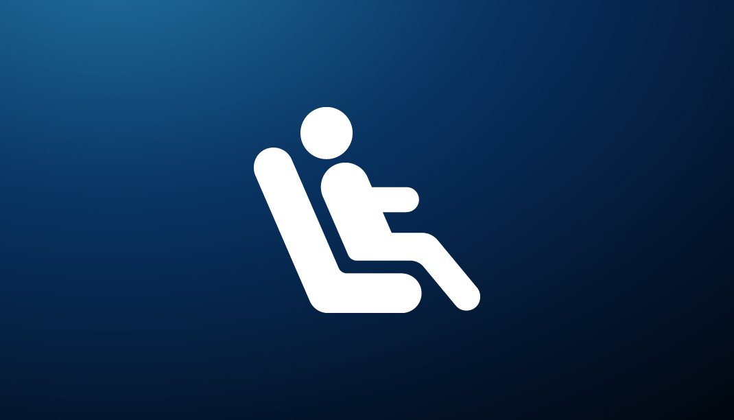 Crew comfort icon of person in comfortable chair