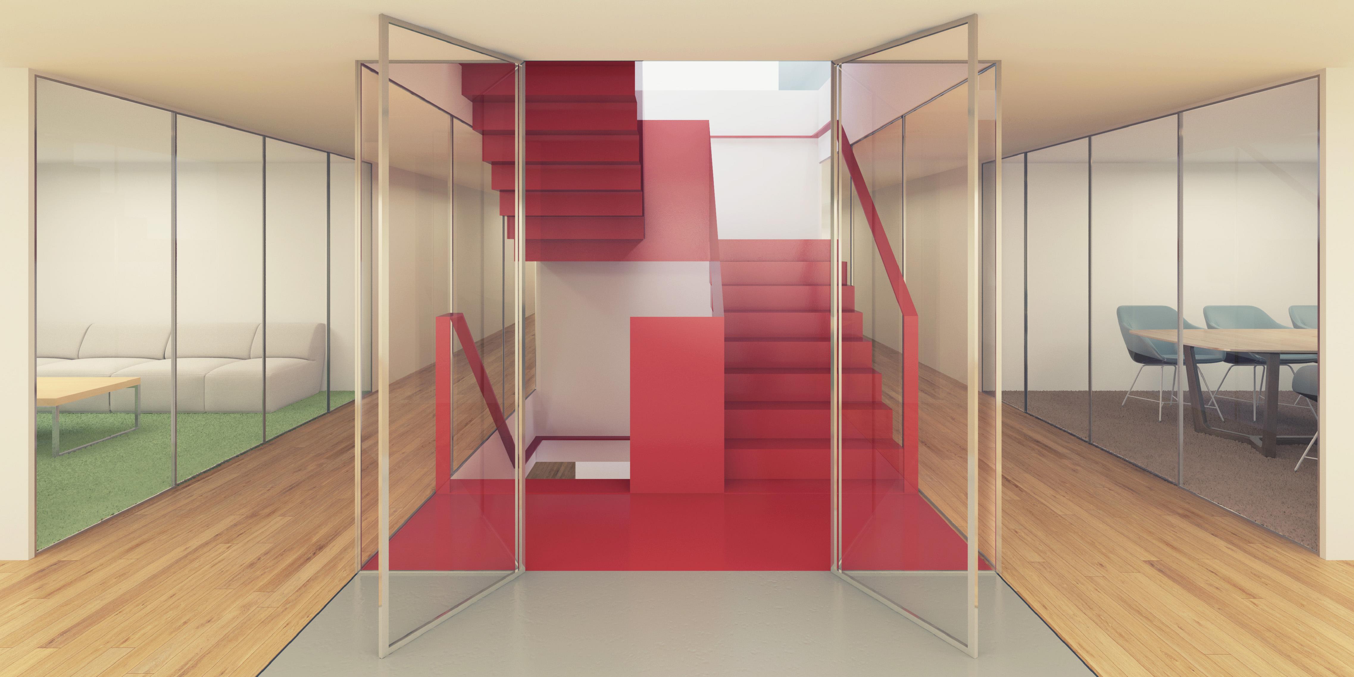 Transparent staircase artist impression of staircase on specific deck