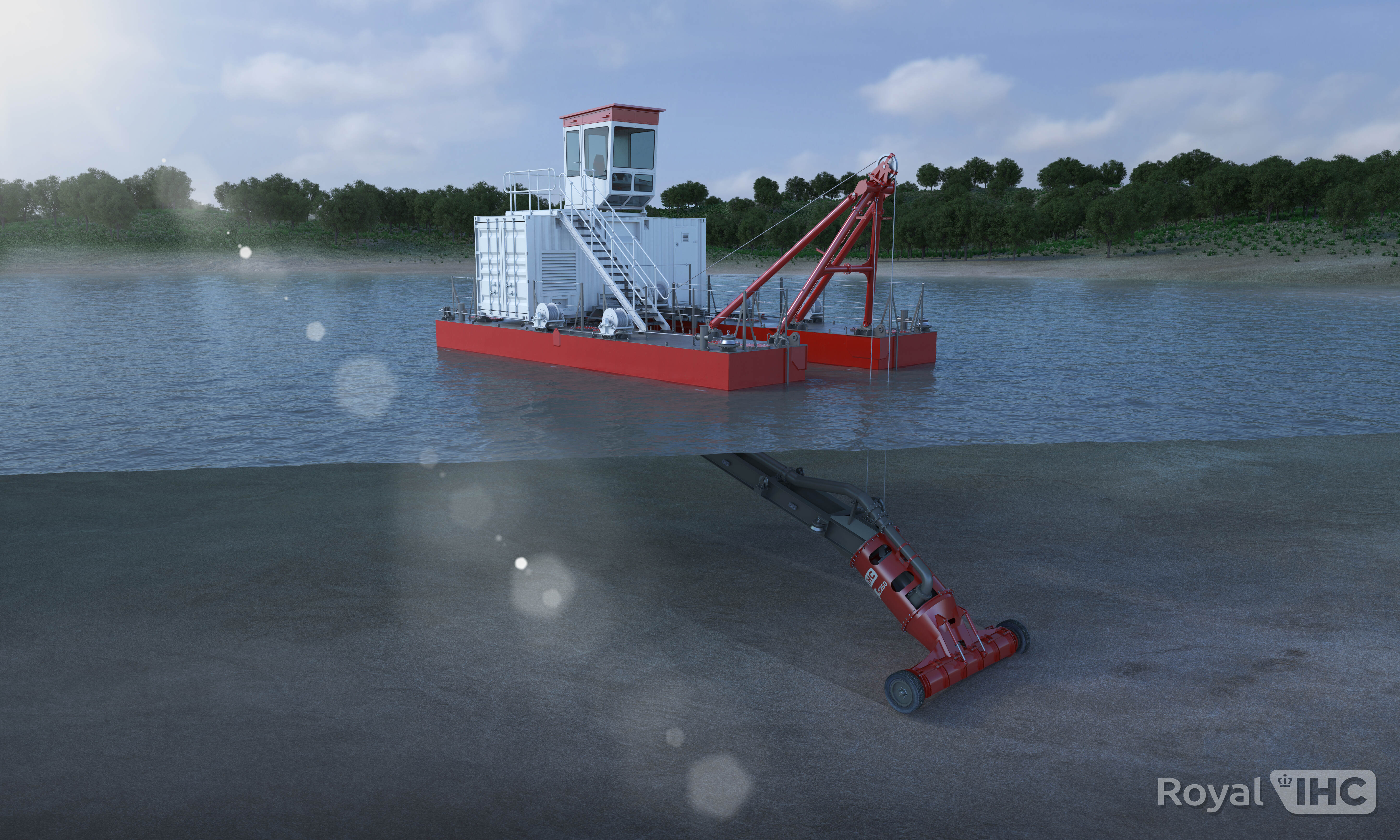 OTTer® 250 dredger as it will operate in Zeekoevlei OTTer® 250 dredger as it will operate in Zeekoevlei