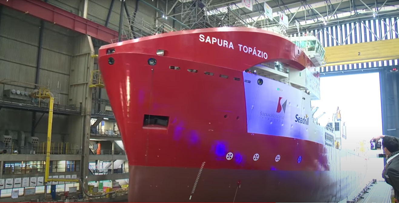 Launch ceremony for SAPURA TOPÁZIO at the IHC Merwede shipyard in Krimpen aan den IJssel