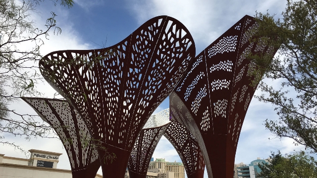 Metal flowers in Las Vegas park 